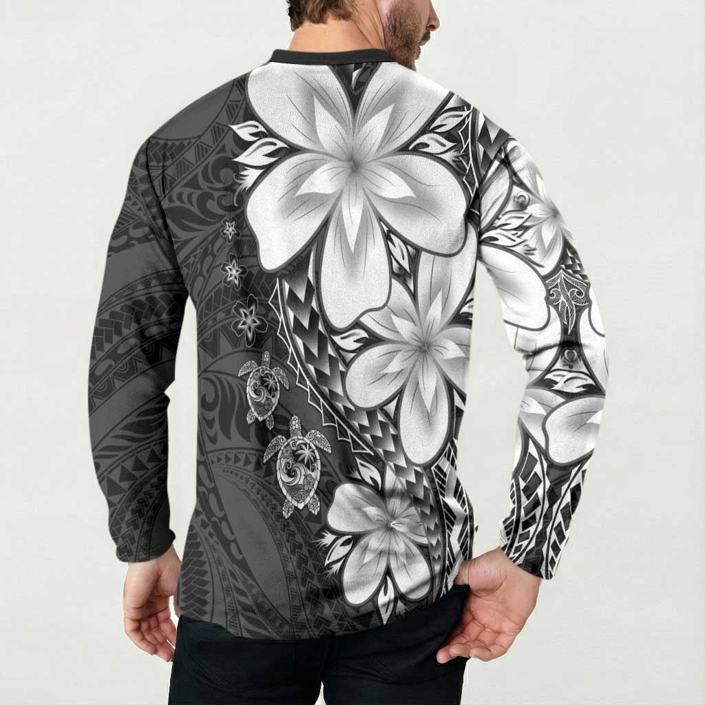 Polynesia Romantic Valentine Button Sweatshirt Sea Turtle Couple With Black Plumeria