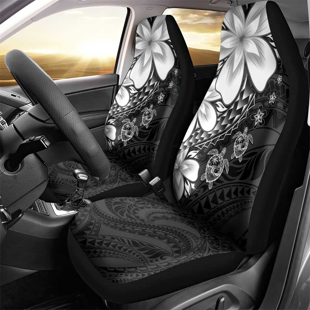Polynesia Romantic Valentine Car Seat Cover Sea Turtle Couple With Black Plumeria