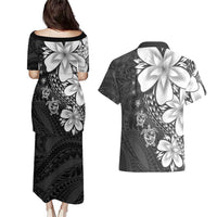 Polynesia Romantic Valentine Couples Matching Puletasi and Hawaiian Shirt Sea Turtle Couple With Black Plumeria LT05 - Polynesian Pride