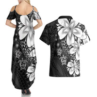 Polynesia Romantic Valentine Couples Matching Summer Maxi Dress and Hawaiian Shirt Sea Turtle Couple With Black Plumeria LT05 - Polynesian Pride