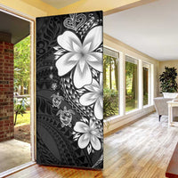 Polynesia Romantic Valentine Door Cover Sea Turtle Couple With Black Plumeria