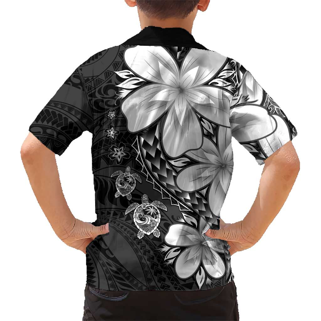 Polynesia Romantic Valentine Family Matching Off The Shoulder Long Sleeve Dress and Hawaiian Shirt Sea Turtle Couple With Black Plumeria LT05 - Polynesian Pride