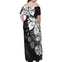 Polynesia Romantic Valentine Family Matching Off Shoulder Maxi Dress and Hawaiian Shirt Sea Turtle Couple With Black Plumeria LT05 - Polynesian Pride