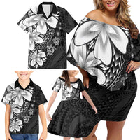 Polynesia Romantic Valentine Family Matching Off Shoulder Short Dress and Hawaiian Shirt Sea Turtle Couple With Black Plumeria LT05 - Polynesian Pride