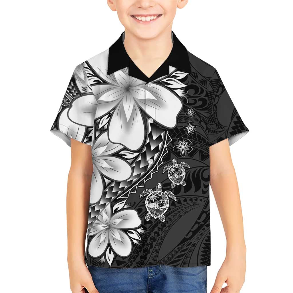 Polynesia Romantic Valentine Family Matching Short Sleeve Bodycon Dress and Hawaiian Shirt Sea Turtle Couple With Black Plumeria LT05 Son's Shirt Black - Polynesian Pride