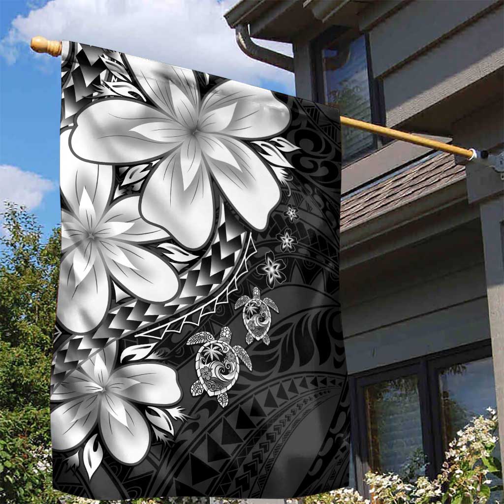 Polynesia Romantic Valentine Garden Flag Sea Turtle Couple With Black Plumeria