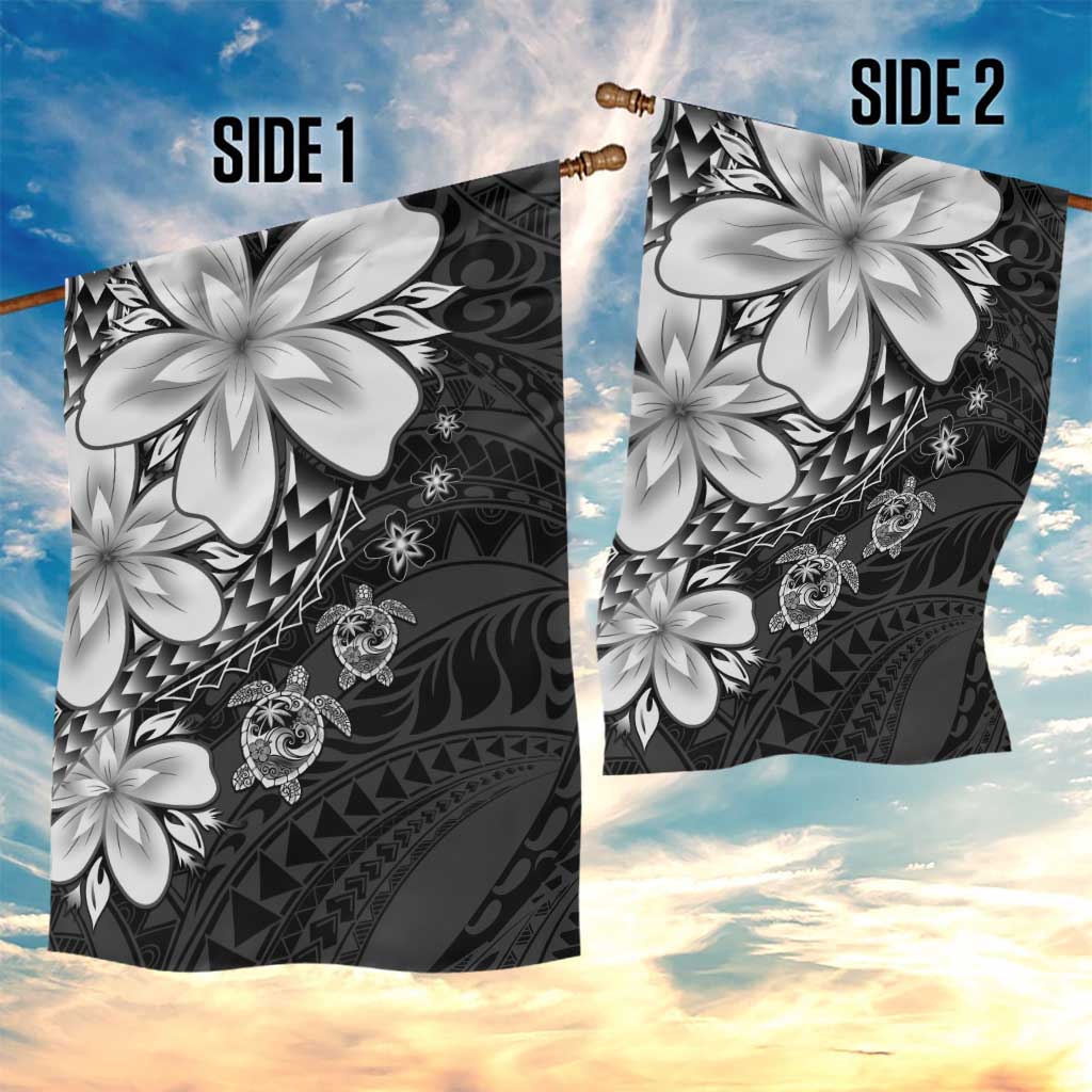 Polynesia Romantic Valentine Garden Flag Sea Turtle Couple With Black Plumeria