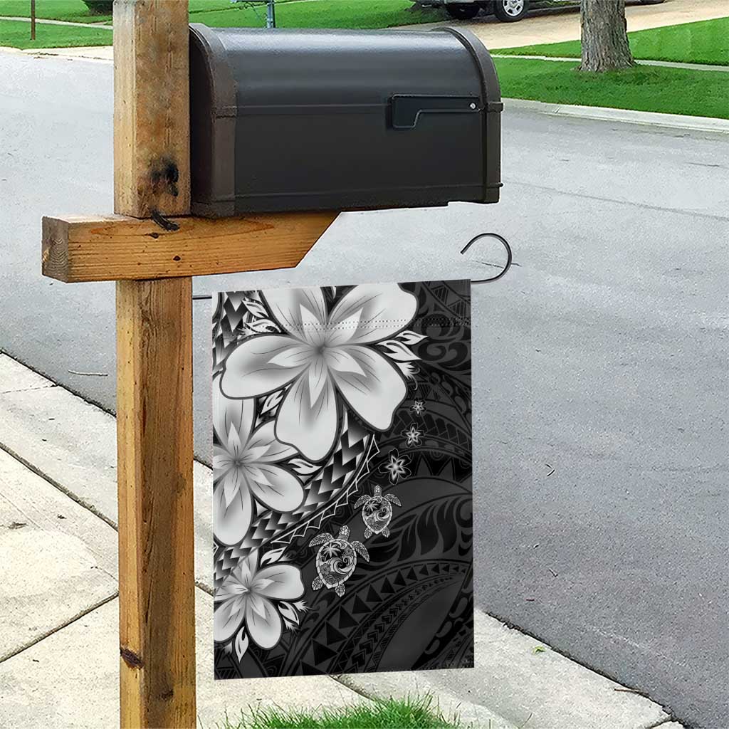 Polynesia Romantic Valentine Garden Flag Sea Turtle Couple With Black Plumeria