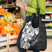 Polynesia Romantic Valentine Grocery Bag Sea Turtle Couple With Black Plumeria