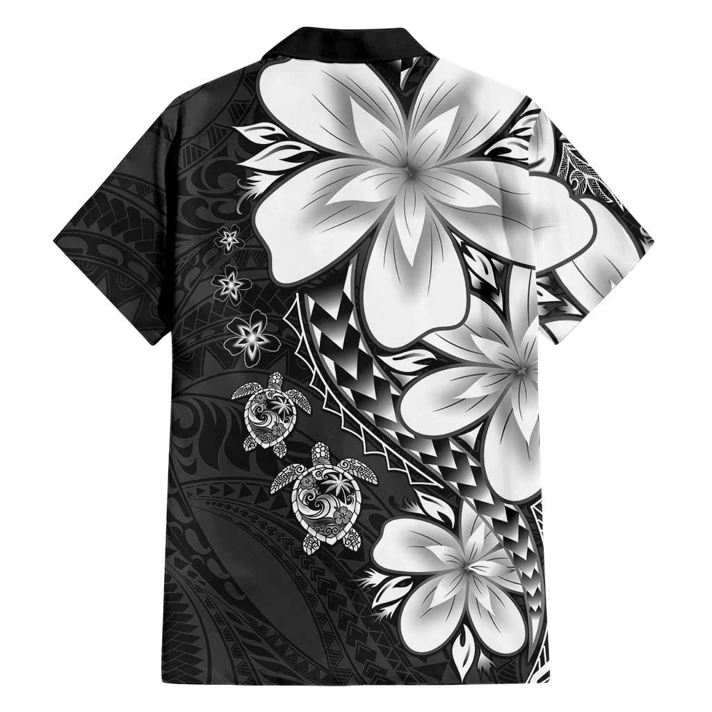Polynesia Romantic Valentine Hawaiian Shirt Sea Turtle Couple With Black Plumeria