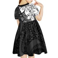 Polynesia Romantic Valentine Kid Short Sleeve Dress Sea Turtle Couple With Black Plumeria