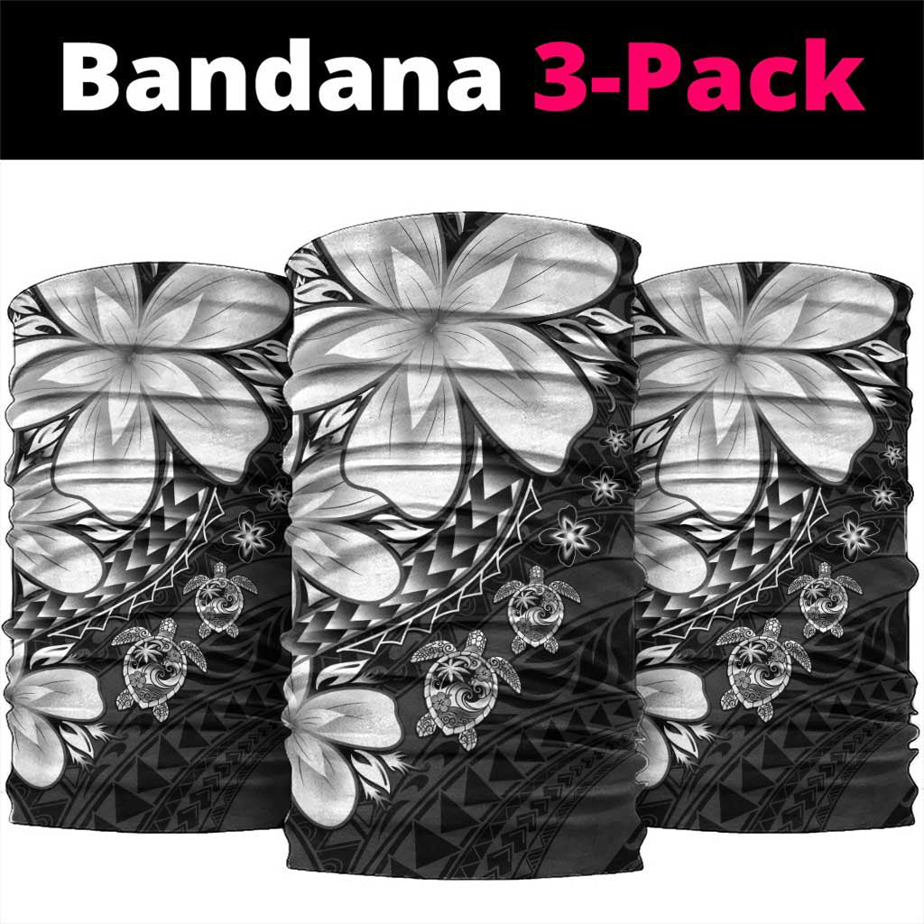 Polynesia Romantic Valentine Neck Gaiter Sea Turtle Couple With Black Plumeria