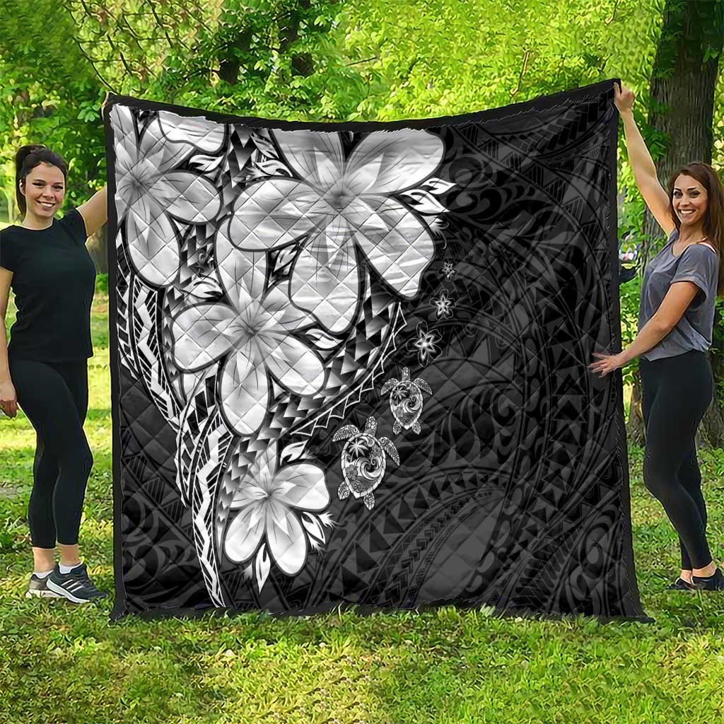 Polynesia Romantic Valentine Quilt Sea Turtle Couple With Black Plumeria
