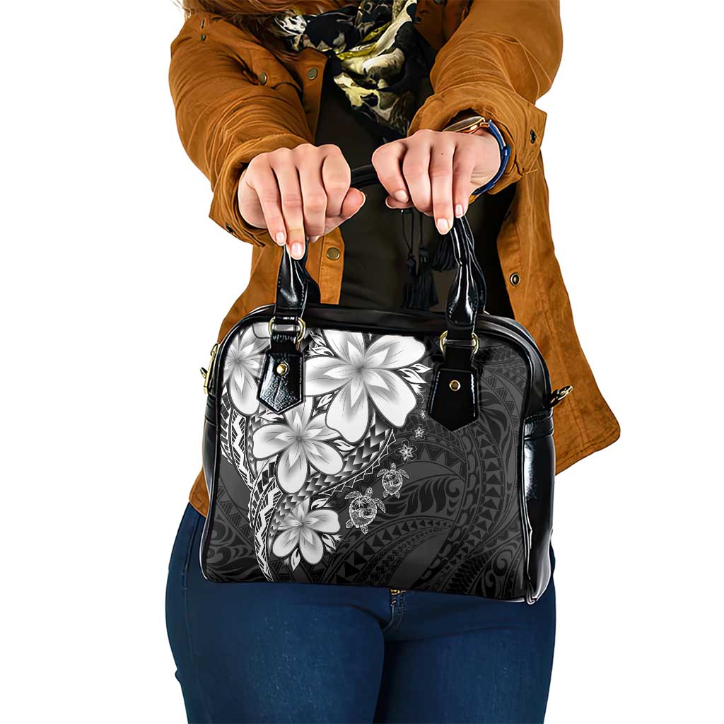 Polynesia Romantic Valentine Shoulder Handbag Sea Turtle Couple With Black Plumeria LT05 One Size Black - Polynesian Pride