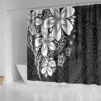 Polynesia Romantic Valentine Shower Curtain Sea Turtle Couple With Black Plumeria