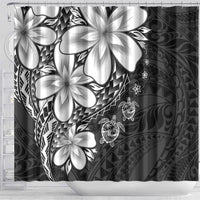 Polynesia Romantic Valentine Shower Curtain Sea Turtle Couple With Black Plumeria