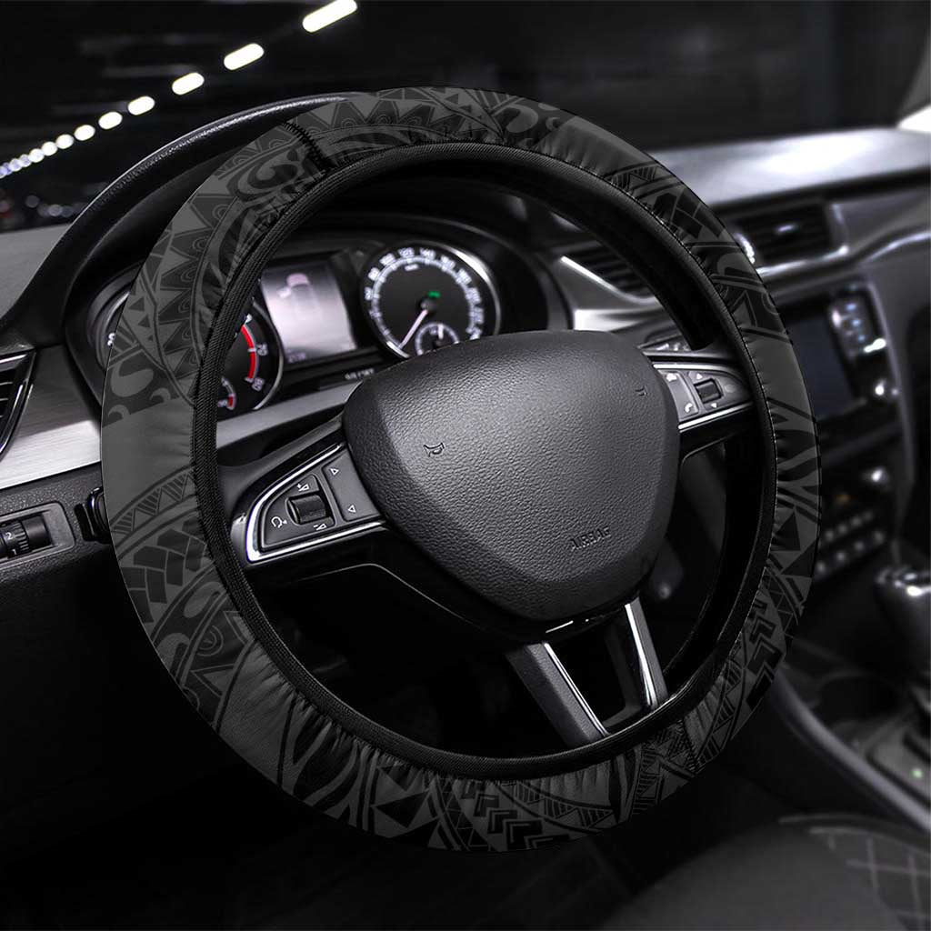 Polynesia Romantic Valentine Steering Wheel Cover Sea Turtle Couple With Black Plumeria