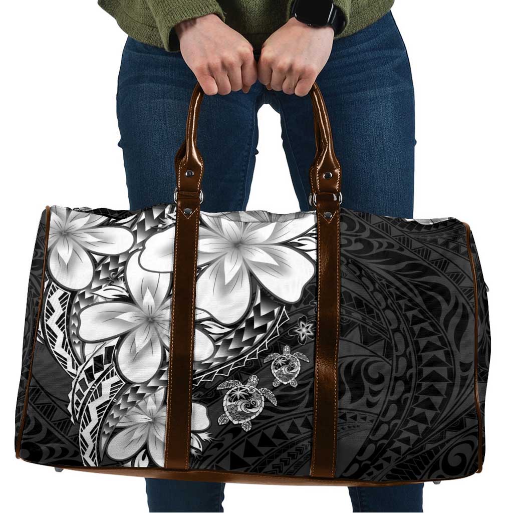 Polynesia Romantic Valentine Travel Bag Sea Turtle Couple With Black Plumeria