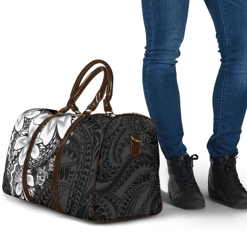 Polynesia Romantic Valentine Travel Bag Sea Turtle Couple With Black Plumeria