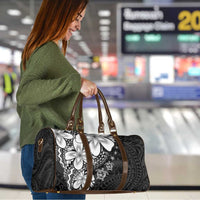 Polynesia Romantic Valentine Travel Bag Sea Turtle Couple With Black Plumeria