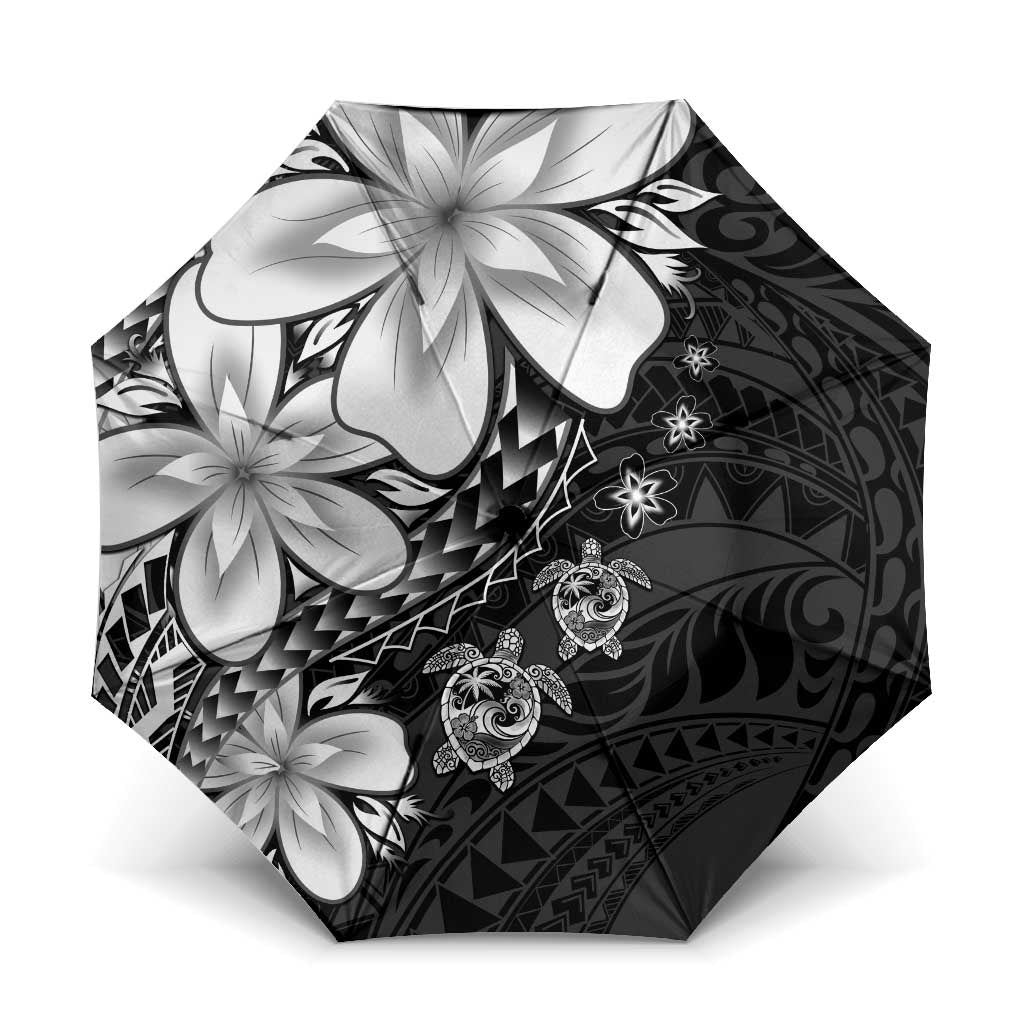 Polynesia Romantic Valentine Umbrella Sea Turtle Couple With Black Plumeria