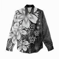 Polynesia Romantic Valentine Women Casual Shirt Sea Turtle Couple With Black Plumeria