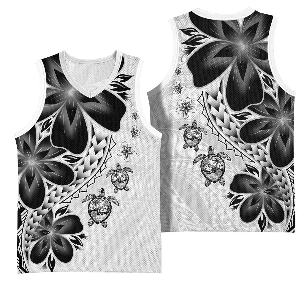 Polynesia Romantic Valentine Basketball Jersey Sea Turtle Couple With White Plumeria