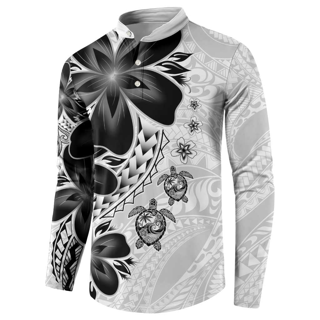 Polynesia Romantic Valentine Button Sweatshirt Sea Turtle Couple With White Plumeria