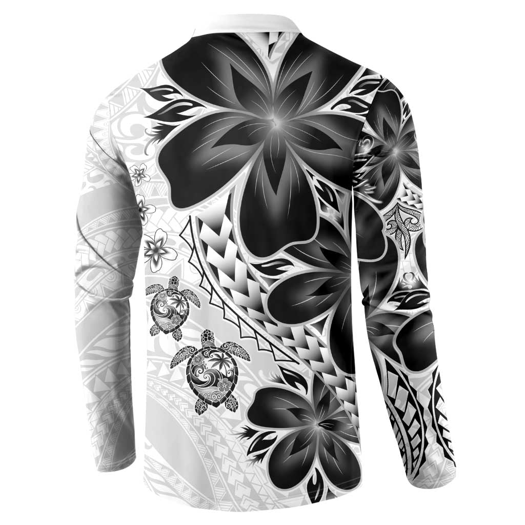 Polynesia Romantic Valentine Button Sweatshirt Sea Turtle Couple With White Plumeria