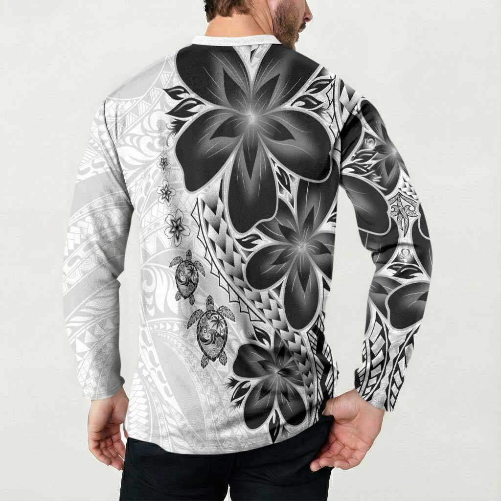 Polynesia Romantic Valentine Button Sweatshirt Sea Turtle Couple With White Plumeria