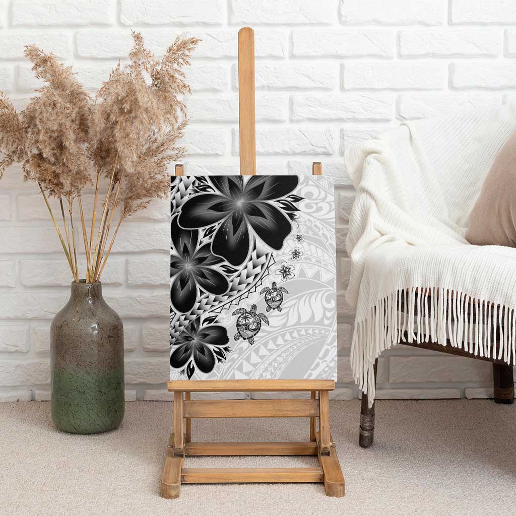 Polynesia Romantic Valentine Canvas Wall Art Sea Turtle Couple With White Plumeria