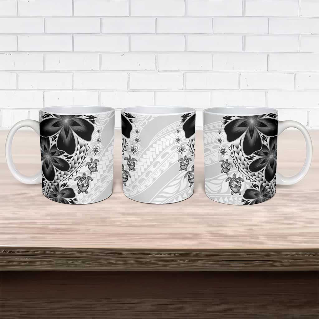 Polynesia Romantic Valentine Ceramic Mug Sea Turtle Couple With White Plumeria