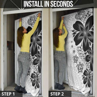 Polynesia Romantic Valentine Door Cover Sea Turtle Couple With White Plumeria
