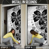 Polynesia Romantic Valentine Door Cover Sea Turtle Couple With White Plumeria