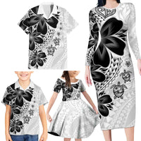 Polynesia Romantic Valentine Family Matching Long Sleeve Bodycon Dress and Hawaiian Shirt Sea Turtle Couple With White Plumeria LT05 - Polynesian Pride