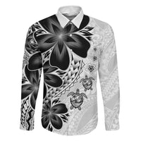 Polynesia Romantic Valentine Family Matching Off The Shoulder Long Sleeve Dress and Hawaiian Shirt Sea Turtle Couple With White Plumeria LT05 Dad's Shirt - Long Sleeve White - Polynesian Pride