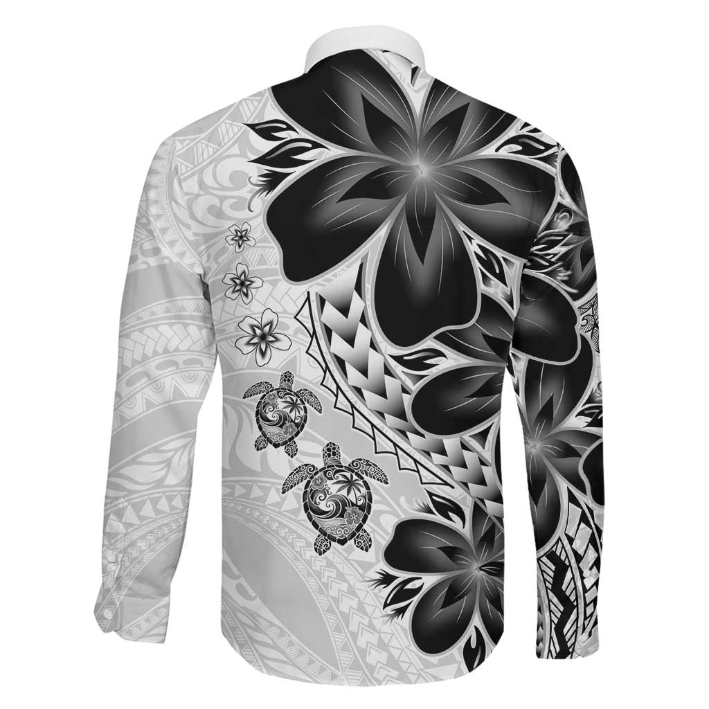 Polynesia Romantic Valentine Family Matching Off The Shoulder Long Sleeve Dress and Hawaiian Shirt Sea Turtle Couple With White Plumeria LT05 - Polynesian Pride