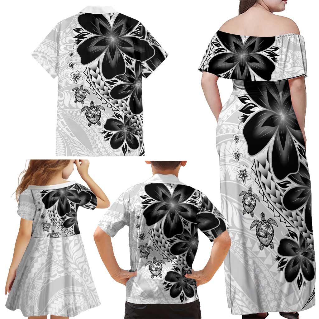 Polynesia Romantic Valentine Family Matching Off Shoulder Maxi Dress and Hawaiian Shirt Sea Turtle Couple With White Plumeria LT05 - Polynesian Pride