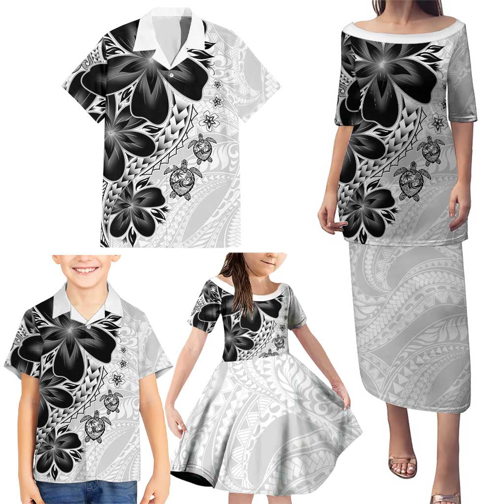 Polynesia Romantic Valentine Family Matching Puletasi and Hawaiian Shirt Sea Turtle Couple With White Plumeria LT05 - Polynesian Pride