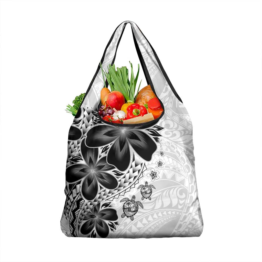 Polynesia Romantic Valentine Grocery Bag Sea Turtle Couple With White Plumeria