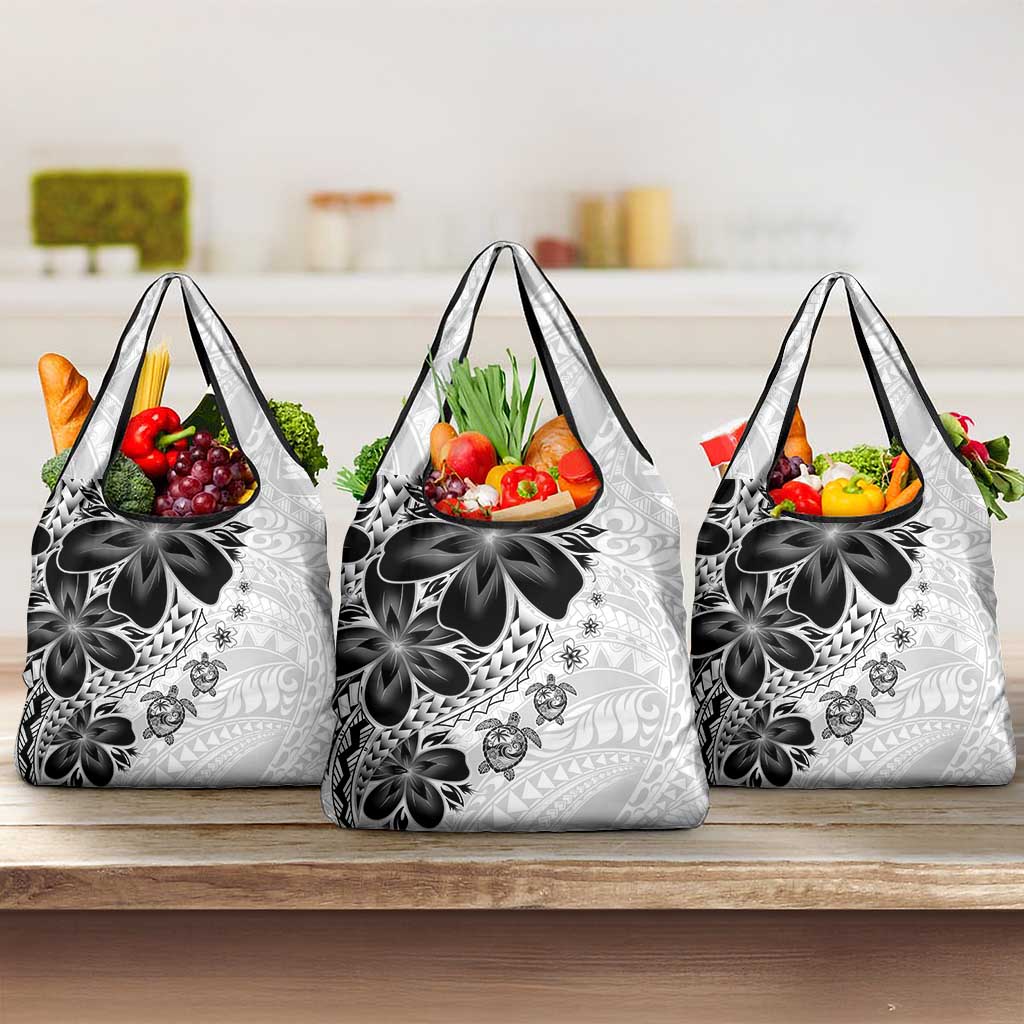 Polynesia Romantic Valentine Grocery Bag Sea Turtle Couple With White Plumeria