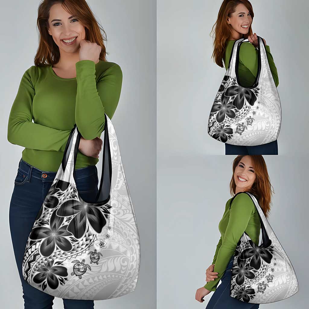 Polynesia Romantic Valentine Grocery Bag Sea Turtle Couple With White Plumeria