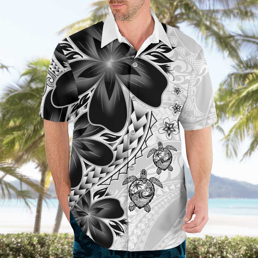 Polynesia Romantic Valentine Hawaiian Shirt Sea Turtle Couple With White Plumeria