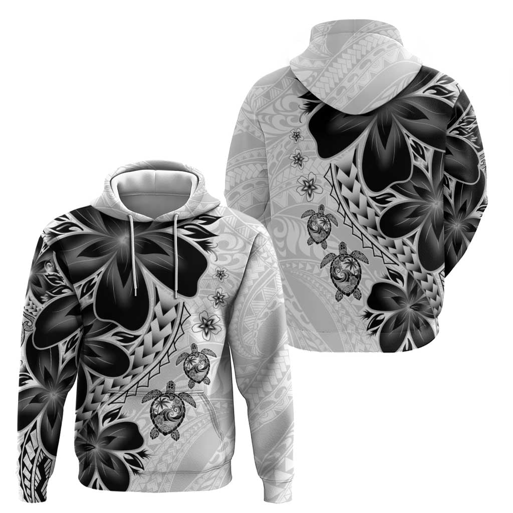 Polynesia Romantic Valentine Hoodie Sea Turtle Couple With White Plumeria