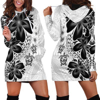 Polynesia Romantic Valentine Hoodie Dress Sea Turtle Couple With White Plumeria