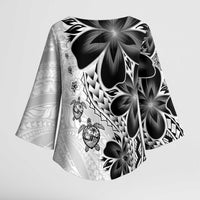 Polynesia Romantic Valentine Kimono Sleeve Blouse Sea Turtle Couple With White Plumeria