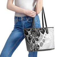 Polynesia Romantic Valentine Leather Tote Bag Sea Turtle Couple With White Plumeria