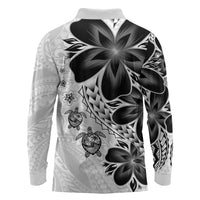 Polynesia Romantic Valentine Long Sleeve Polo Shirt Sea Turtle Couple With White Plumeria LT05 - Polynesian Pride
