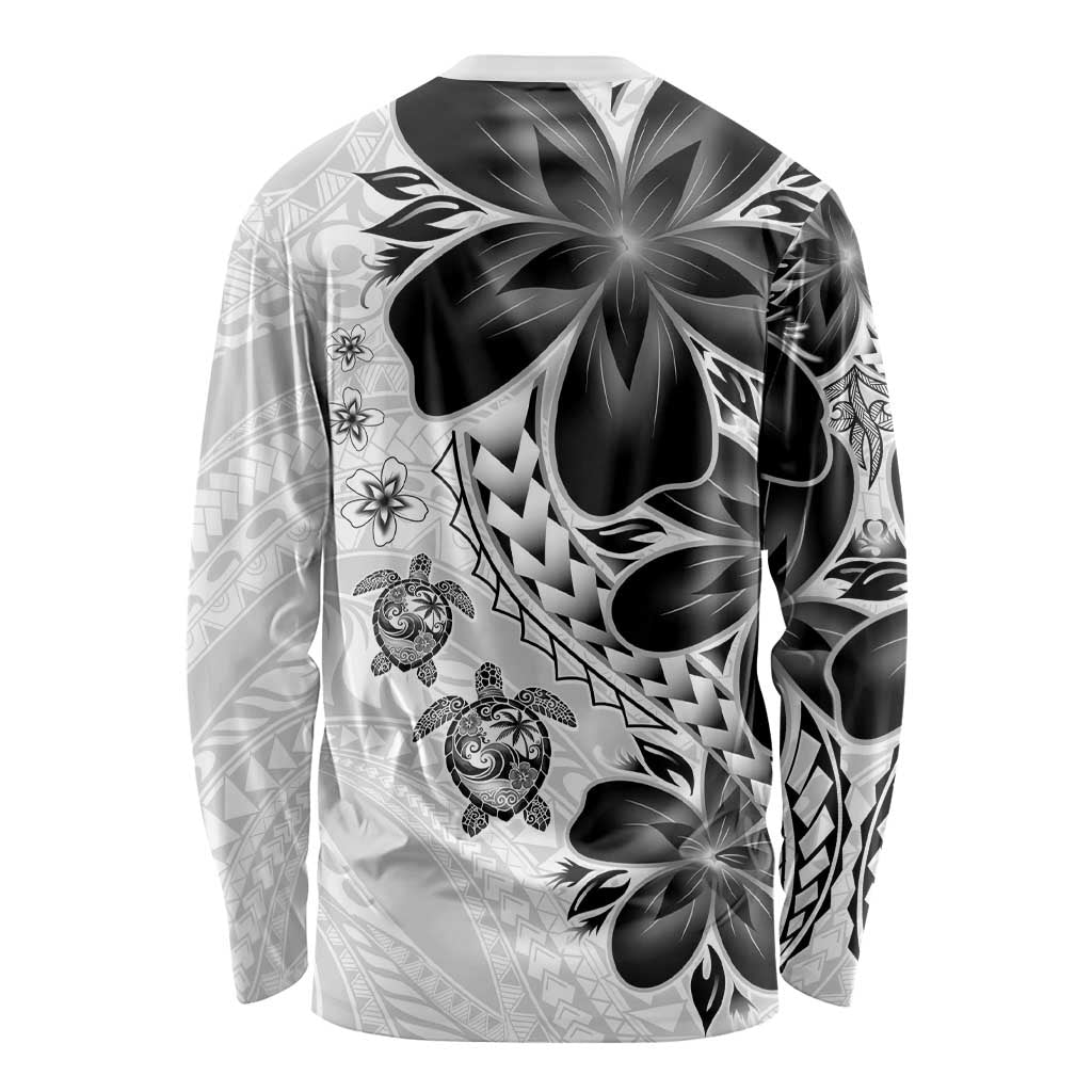 Polynesia Romantic Valentine Long Sleeve Shirt Sea Turtle Couple With White Plumeria