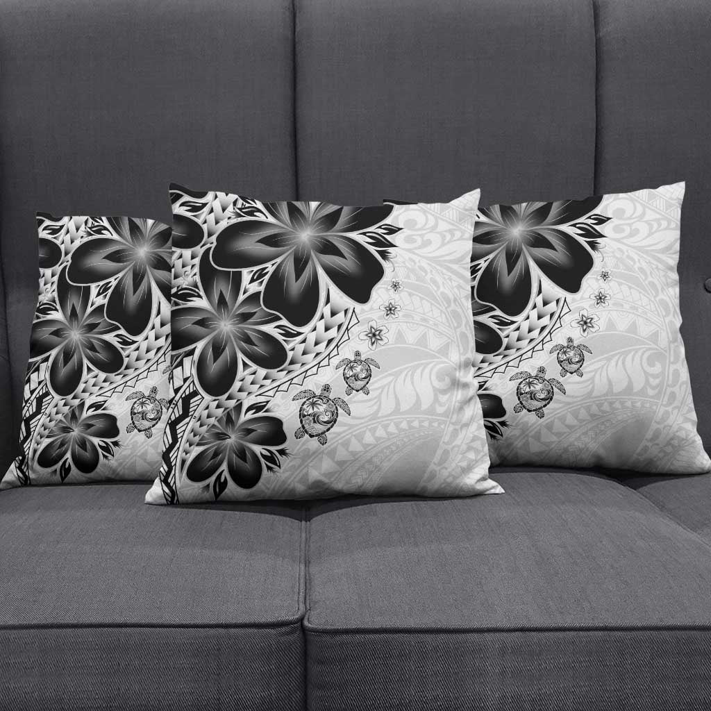 Polynesia Romantic Valentine Pillow Cover Sea Turtle Couple With White Plumeria